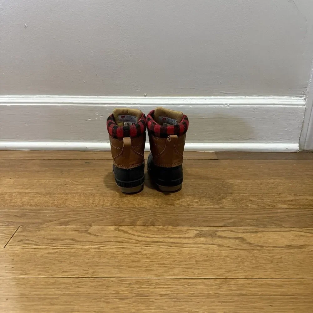 Gap Brown Black Red Plaid 3M Thinsulate Insulated Snow Boots Toddlefrs Sz 7